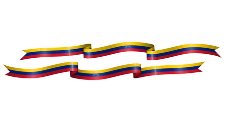 set of flag ribbon with colors of Venezuela for independence day celebration decorationのイラスト素材