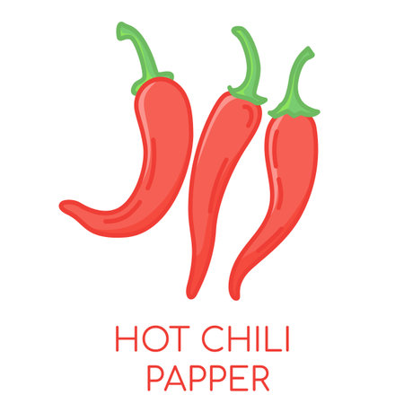 Hot chili paper vegetable lcolored icons illustrationのイラスト素材