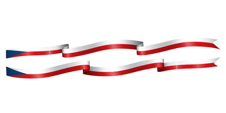 Set of flag ribbon with colors of Czech Republic independence day celebration decorationのイラスト素材