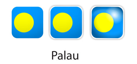 Palau flag vector icons set in the shape of rounded squareのイラスト素材
