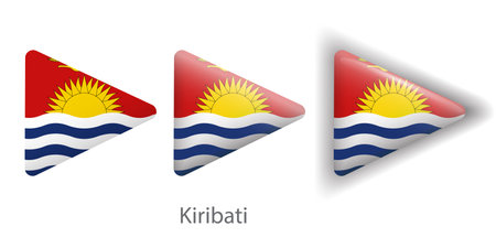 Kiribati flag vector icons set in the shape of rounded triangleのイラスト素材