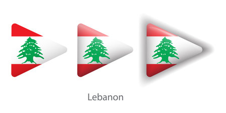 Lebanon flag vector icons set in the shape of rounded triangleのイラスト素材