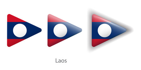 Laos flag vector icons set in the shape of rounded triangleのイラスト素材