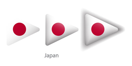 Japan flag vector icons set in the shape of rounded triangleのイラスト素材