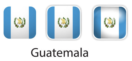 Guatemala flag vector icons set in the shape of rounded squareのイラスト素材