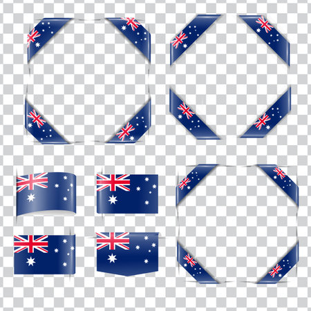 Australia ribbon corner flag with shadowのイラスト素材