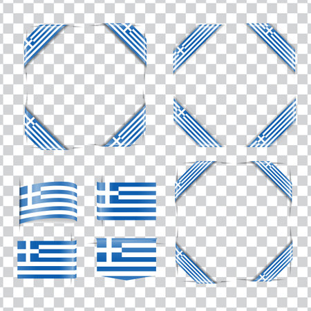 Greece corner national flag with shadowのイラスト素材
