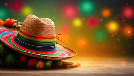 Step into the world of Junina Festa with this captivating image. A straw hat and a lively cactus come together to evoke the essence of this traditional Brazilian celebration. From cheerful dances and delicious traditional food to vibrant decorations and joyful gatherings, Junina Festa embodies the spirit of community and the rich cultural heritage of Brazil. copyspace. Realistic illustration created by Generative AIの素材
