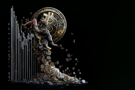 Bitcoin cryptocurrency crash chart. The concept of financial transactions with virtual cryptocurrency. Generative AIの素材