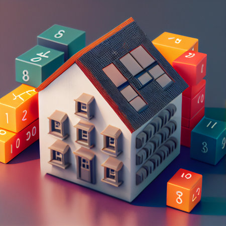 House model from colored cubes 3d. Generative AIの素材