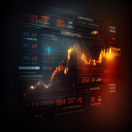 Graphical representation of the rise and fall of financial statistics and analytical data. Stock market, investment, finance and trading. trading platform. Ideal for web design, banners and presentations. Generative AIの素材