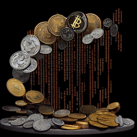 World quotes of various types of cryptocurrencies. The concept of financial transactions with virtual cryptocurrency. Generative AIの素材