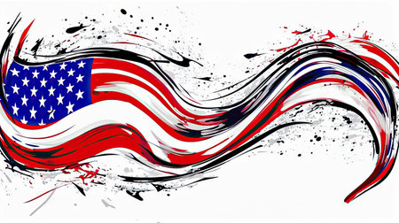 A vibrant background that showcases the colors and style of the American flag. Elevate your creative projects with a touch of patriotism and American spirit. illustration created by Generative AIの素材