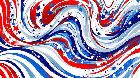 The harmonious colors and classic style of the American flag against this charming backdrop make it the perfect choice for design projects that evoke a sense of patriotism. illustration created by Generative AIの素材
