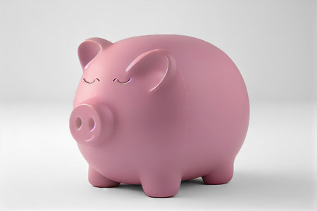This cute and colorful piggy bank is the perfect way to save your coins and add some fun to your financial goals. Realistic illustration created by Generative AIの素材