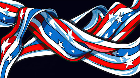 Give your projects a touch of American style with this dynamic backdrop. Inspired by the colors and style of the American flag, it sets the stage for designs that exude patriotism and pride. illustration created by Generative AIの素材