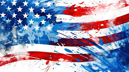 Unleash your creativity with this vibrant graphic background inspired by the American flag. Its bold colors and charming style make it the perfect choice for design projects that pay homage to the United States. illustration created by Generative AIの素材