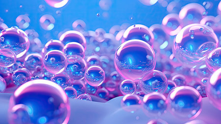 Create stunning designs with this vibrant background featuring blue and pink bubbles. Perfect for a variety of design projects. illustration created by Generative AIの素材