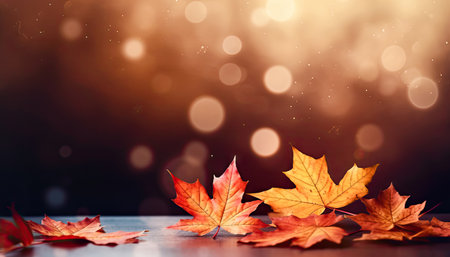 A vibrant display of autumn leaves creating a stunning background filled with rich hues and natural beauty. illustration created by Generative AIの素材