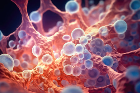 Delve into the fascinating morphology of bone cells with this image. Witness the unique shapes and features that enable bone cells to fulfill their essential functions. illustration created by Generative AIの素材