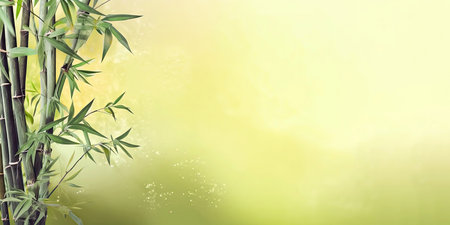 Discover the natural elegance of bamboo stalks on a blurred background with bokeh. Perfect for design projects and adding a touch of serenity. copyspace. illustration created by Generative AIの素材