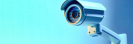 Presenting the guardian camera, a symbol of security monitoring and safeguarding. Illustrate the significance of surveillance systems in modern security infrastructure. copyspace. illustration created by Generative AIの素材