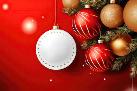 Make your holiday designs stand out against this stunning background featuring glistening Christmas ornaments and an inviting section for text placement. illustration created by Generative AIの素材