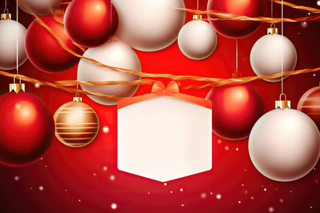 Embark on a festive journey with this delightful Christmas backdrop, complete with vibrant ball decorations and an unoccupied space ideal for your text inserts. copyspace. illustration created by Generative AIの素材
