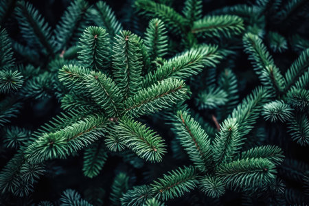 A close-up of beautifully decorated Christmas tree branches, providing a festive background for holiday graphics. illustration created by Generative AIの素材