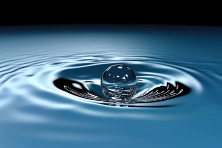 An artistic representation of a water droplet splashing into water, producing mesmerizing ripples and streaks. Unique liquid pattern. illustration created by Generative AIの素材