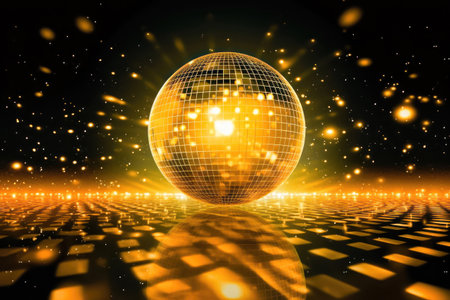 This image embodies the celebration and music concept with the captivating presence of a disco ball. illustration created by Generative AIの素材
