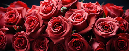 Experience the Celebration of Love as vibrant red roses come together in a beautiful bouquet, creating a festive background for special occasions. The image captures the essence of love and celebration, making it perfect for those cherished moments.の素材