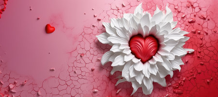 Immerse yourself in artistic romance with a festive background featuring a red heart and an abstract plaster composition. Perfect for creative design projects, this backdrop sets the stage for a celebration of love on occasions like Valentine's Day, offering an artistic and decorative touch.の素材