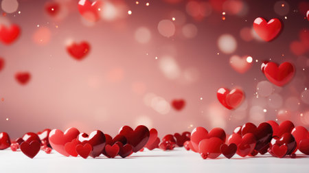 Captivate the spirit of Valentine's Day with our abstract background featuring red and pink hearts. The passionate design and imaginative atmosphere offer a beautiful canvas for expressing your warm wishes.の素材