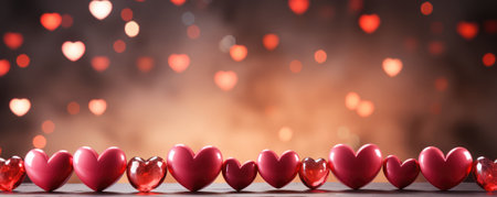 Create magical moments with our image featuring abstract bokeh lights and shiny red hearts. The dreamlike composition adds an imaginative and decorative touch to your creative projects, setting the stage for a festive celebration.の素材
