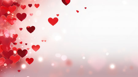 Ignite the passion of Valentine's Day with our vibrant romance background, adorned with red hearts. The festive celebration and imaginative atmosphere set the stage for your creative and heartfelt endeavors.の素材