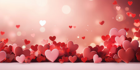 Express your affection with our abstract festive background for Valentine's Day, showcasing red and pink hearts. The passionate design and magical moments create a dreamlike celebration for your creative projects.の素材