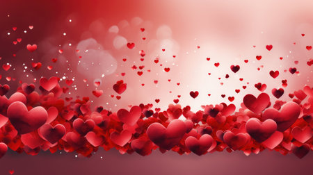 Celebrate Valentine's Day with a dreamy touch using our abstract background adorned with red hearts. The charming affection and vibrant romance create a perfect backdrop for your heartfelt sentiments.の素材