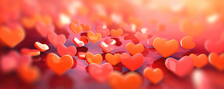 Step into an imaginative atmosphere with our festive background for Valentine's Day, featuring red hearts. The charming design and heartwarming greetings set the stage for a dreamlike celebration.の素材