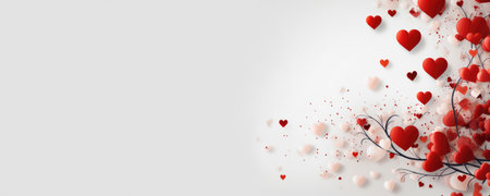 Express your love in a dreamlike celebration with our festive background for Valentine's Day, adorned with red and white hearts. The charming atmosphere and sentimental affection provide a captivating canvas.の素材