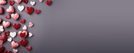 Celebrate Valentine's Day with elegance using our romantic background, featuring red, white and pink hearts. The dreamlike celebration and radiant love set the stage for your creative projects and warm greetings.の素材