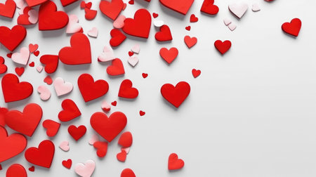 Capture sentimental affection with our festive background for Valentine's Day, adorned with red and pink hearts. The dreamlike atmosphere and stylish design set the stage for an artistic love celebration.の素材