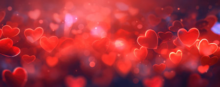 Ignite the passion of Valentine's Day with our vibrant romance background, adorned with red hearts. The festive celebration and imaginative atmosphere set the stage for your creative and heartfelt endeavors.の素材