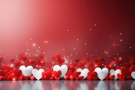 Captivate the spirit of Valentine's Day with our festive background featuring red and white hearts. The passionate design and imaginative atmosphere offer a beautiful canvas for expressing your warm wishes.の素材