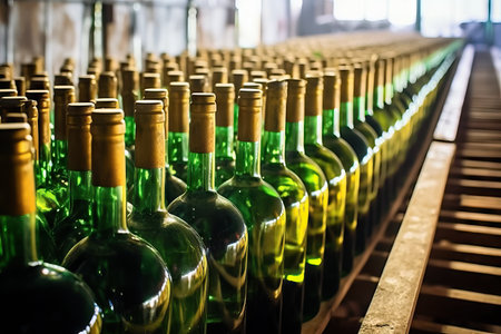 Crafting Excellence comes to life as the automated wine bottling process unfolds on the conveyor line. Immerse yourself in the world of efficient winemaking, where every bottle is a testament to meticulous craftsmanship.の素材