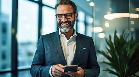 Step into the world of executive success as portrayed by this accomplished middle-aged businessman. His corporate achievements and leadership qualities make him a standout figure in the competitive business landscape.の素材
