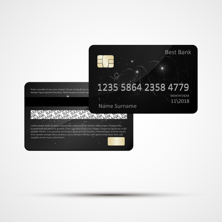 Black Credit card isolated on white background.のイラスト素材