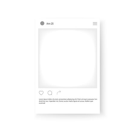 Photo frame. Vector illustration. Photo template for social network. Isolated on white.のイラスト素材