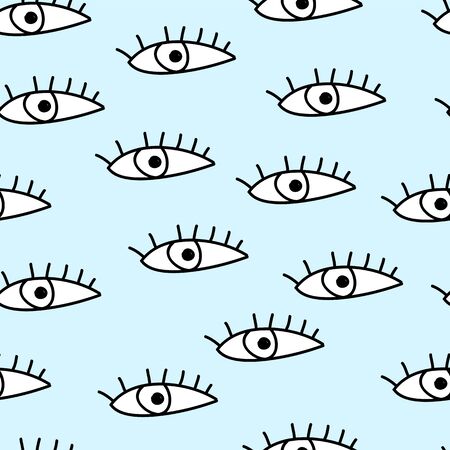 Seamless pattern with eyes. Vector illustration. Cartoon wallpaper with eyes.のイラスト素材