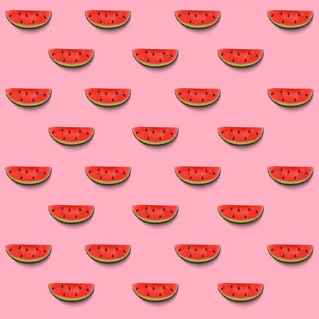 Watermelon red slices. Vector illustration. Seamless pattern. Repeating wallpaper